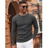imageCOOFANDY Mens Pullover Sweater Waffle Knit Crewneck Long Sleeve Dress SweaterDark Grey