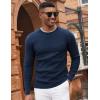 imageCOOFANDY Mens Pullover Sweater Waffle Knit Crewneck Long Sleeve Dress SweaterDark Navy