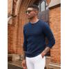 imageCOOFANDY Mens Pullover Sweater Waffle Knit Crewneck Long Sleeve Dress SweaterDark Navy