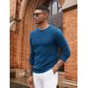 imageCOOFANDY Mens Pullover Sweater Waffle Knit Crewneck Long Sleeve Dress SweaterDeep Blue