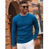 imageCOOFANDY Mens Pullover Sweater Waffle Knit Crewneck Long Sleeve Dress SweaterDeep Blue