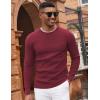 imageCOOFANDY Mens Pullover Sweater Waffle Knit Crewneck Long Sleeve Dress SweaterDeep Red