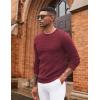 imageCOOFANDY Mens Pullover Sweater Waffle Knit Crewneck Long Sleeve Dress SweaterDeep Red