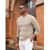 imageCOOFANDY Mens Pullover Sweater Waffle Knit Crewneck Long Sleeve Dress SweaterKhaki
