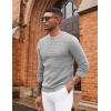 imageCOOFANDY Mens Pullover Sweater Waffle Knit Crewneck Long Sleeve Dress SweaterLight Grey
