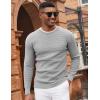 imageCOOFANDY Mens Pullover Sweater Waffle Knit Crewneck Long Sleeve Dress SweaterLight Grey