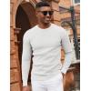 imageCOOFANDY Mens Pullover Sweater Waffle Knit Crewneck Long Sleeve Dress SweaterWhite