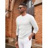imageCOOFANDY Mens Pullover Sweater Waffle Knit Crewneck Long Sleeve Dress SweaterWhite