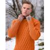imageCOOFANDY Mens Pullover Sweaters Fashion Diamond Knit Sweater Stylish Knitwear Lightweight JumperOrange