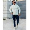 imageCOOFANDY Mens Pullover Sweaters Fashion Diamond Knit Sweater Stylish Knitwear Lightweight JumperWhite