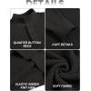 imageCOOFANDY Mens Quarter Button Sweater Lightweight Mock Neck Pullover Sweater Fashion Casual Knitted Waffle Henley SweaterBlack