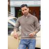 imageCOOFANDY Mens Quarter Button Sweater Lightweight Mock Neck Pullover Sweater Fashion Casual Knitted Waffle Henley SweaterBrown and Grey