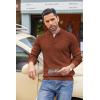 imageCOOFANDY Mens Quarter Button Sweater Lightweight Mock Neck Pullover Sweater Fashion Casual Knitted Waffle Henley SweaterCaramel