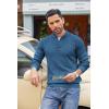 imageCOOFANDY Mens Quarter Button Sweater Lightweight Mock Neck Pullover Sweater Fashion Casual Knitted Waffle Henley SweaterDark Blue