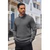 imageCOOFANDY Mens Quarter Button Sweater Lightweight Mock Neck Pullover Sweater Fashion Casual Knitted Waffle Henley SweaterDark Grey
