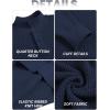 imageCOOFANDY Mens Quarter Button Sweater Lightweight Mock Neck Pullover Sweater Fashion Casual Knitted Waffle Henley SweaterNavy Blue
