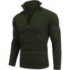 imageCOOFANDY Mens Quarter Zip Pullover Sweater Slim Fit Waffle Mock Turtleneck Polo Sweater Casual Long Sleeve SweatshirtArmy Green