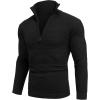 imageCOOFANDY Mens Quarter Zip Pullover Sweater Slim Fit Waffle Mock Turtleneck Polo Sweater Casual Long Sleeve SweatshirtBlack