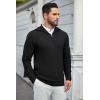 imageCOOFANDY Mens Quarter Zip Pullover Sweater Slim Fit Waffle Mock Turtleneck Polo Sweater Casual Long Sleeve SweatshirtBlack