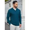 imageCOOFANDY Mens Quarter Zip Pullover Sweater Slim Fit Waffle Mock Turtleneck Polo Sweater Casual Long Sleeve SweatshirtBlue