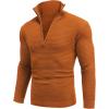 imageCOOFANDY Mens Quarter Zip Pullover Sweater Slim Fit Waffle Mock Turtleneck Polo Sweater Casual Long Sleeve SweatshirtBrown