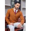 imageCOOFANDY Mens Quarter Zip Pullover Sweater Slim Fit Waffle Mock Turtleneck Polo Sweater Casual Long Sleeve SweatshirtBrown