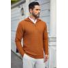 imageCOOFANDY Mens Quarter Zip Pullover Sweater Slim Fit Waffle Mock Turtleneck Polo Sweater Casual Long Sleeve SweatshirtBrown