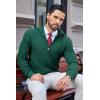imageCOOFANDY Mens Quarter Zip Pullover Sweater Slim Fit Waffle Mock Turtleneck Polo Sweater Casual Long Sleeve SweatshirtDark Green