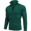imageCOOFANDY Mens Quarter Zip Pullover Sweater Slim Fit Waffle Mock Turtleneck Polo Sweater Casual Long Sleeve SweatshirtDark Green