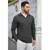 imageCOOFANDY Mens Quarter Zip Pullover Sweater Slim Fit Waffle Mock Turtleneck Polo Sweater Casual Long Sleeve SweatshirtDark Grey