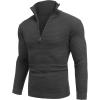 imageCOOFANDY Mens Quarter Zip Pullover Sweater Slim Fit Waffle Mock Turtleneck Polo Sweater Casual Long Sleeve SweatshirtDark Grey