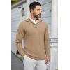 imageCOOFANDY Mens Quarter Zip Pullover Sweater Slim Fit Waffle Mock Turtleneck Polo Sweater Casual Long Sleeve SweatshirtDark Khaki