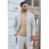 imageCOOFANDY Mens Quarter Zip Pullover Sweater Slim Fit Waffle Mock Turtleneck Polo Sweater Casual Long Sleeve SweatshirtKhaki