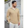 imageCOOFANDY Mens Quarter Zip Pullover Sweater Slim Fit Waffle Mock Turtleneck Polo Sweater Casual Long Sleeve SweatshirtKhaki