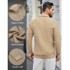 imageCOOFANDY Mens Quarter Zip Pullover Sweater Slim Fit Waffle Mock Turtleneck Polo Sweater Casual Long Sleeve SweatshirtKhaki