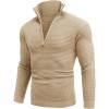 imageCOOFANDY Mens Quarter Zip Pullover Sweater Slim Fit Waffle Mock Turtleneck Polo Sweater Casual Long Sleeve SweatshirtKhaki