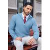 imageCOOFANDY Mens Quarter Zip Pullover Sweater Slim Fit Waffle Mock Turtleneck Polo Sweater Casual Long Sleeve SweatshirtLight Blue