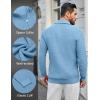 imageCOOFANDY Mens Quarter Zip Pullover Sweater Slim Fit Waffle Mock Turtleneck Polo Sweater Casual Long Sleeve SweatshirtLight Blue