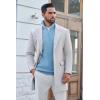 imageCOOFANDY Mens Quarter Zip Pullover Sweater Slim Fit Waffle Mock Turtleneck Polo Sweater Casual Long Sleeve SweatshirtLight Blue