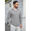imageCOOFANDY Mens Quarter Zip Pullover Sweater Slim Fit Waffle Mock Turtleneck Polo Sweater Casual Long Sleeve SweatshirtLight Grey
