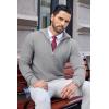 imageCOOFANDY Mens Quarter Zip Pullover Sweater Slim Fit Waffle Mock Turtleneck Polo Sweater Casual Long Sleeve SweatshirtLight Grey