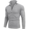 imageCOOFANDY Mens Quarter Zip Pullover Sweater Slim Fit Waffle Mock Turtleneck Polo Sweater Casual Long Sleeve SweatshirtLight Grey