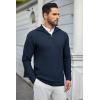 imageCOOFANDY Mens Quarter Zip Pullover Sweater Slim Fit Waffle Mock Turtleneck Polo Sweater Casual Long Sleeve SweatshirtNavy Blue