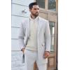 imageCOOFANDY Mens Quarter Zip Pullover Sweater Slim Fit Waffle Mock Turtleneck Polo Sweater Casual Long Sleeve SweatshirtWhite
