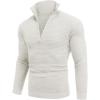 imageCOOFANDY Mens Quarter Zip Pullover Sweater Slim Fit Waffle Mock Turtleneck Polo Sweater Casual Long Sleeve SweatshirtWhite