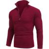 imageCOOFANDY Mens Quarter Zip Pullover Sweater Slim Fit Waffle Mock Turtleneck Polo Sweater Casual Long Sleeve SweatshirtWine Red