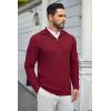 imageCOOFANDY Mens Quarter Zip Pullover Sweater Slim Fit Waffle Mock Turtleneck Polo Sweater Casual Long Sleeve SweatshirtWine Red