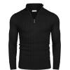 imageCOOFANDY Mens Quarter Zip Sweater Slim Fit Casual Knitted Turtleneck Pullover Mock Neck Polo SweaterBlack