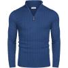 imageCOOFANDY Mens Quarter Zip Sweater Slim Fit Casual Knitted Turtleneck Pullover Mock Neck Polo SweaterBlue