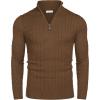 imageCOOFANDY Mens Quarter Zip Sweater Slim Fit Casual Knitted Turtleneck Pullover Mock Neck Polo SweaterCoffee Brown